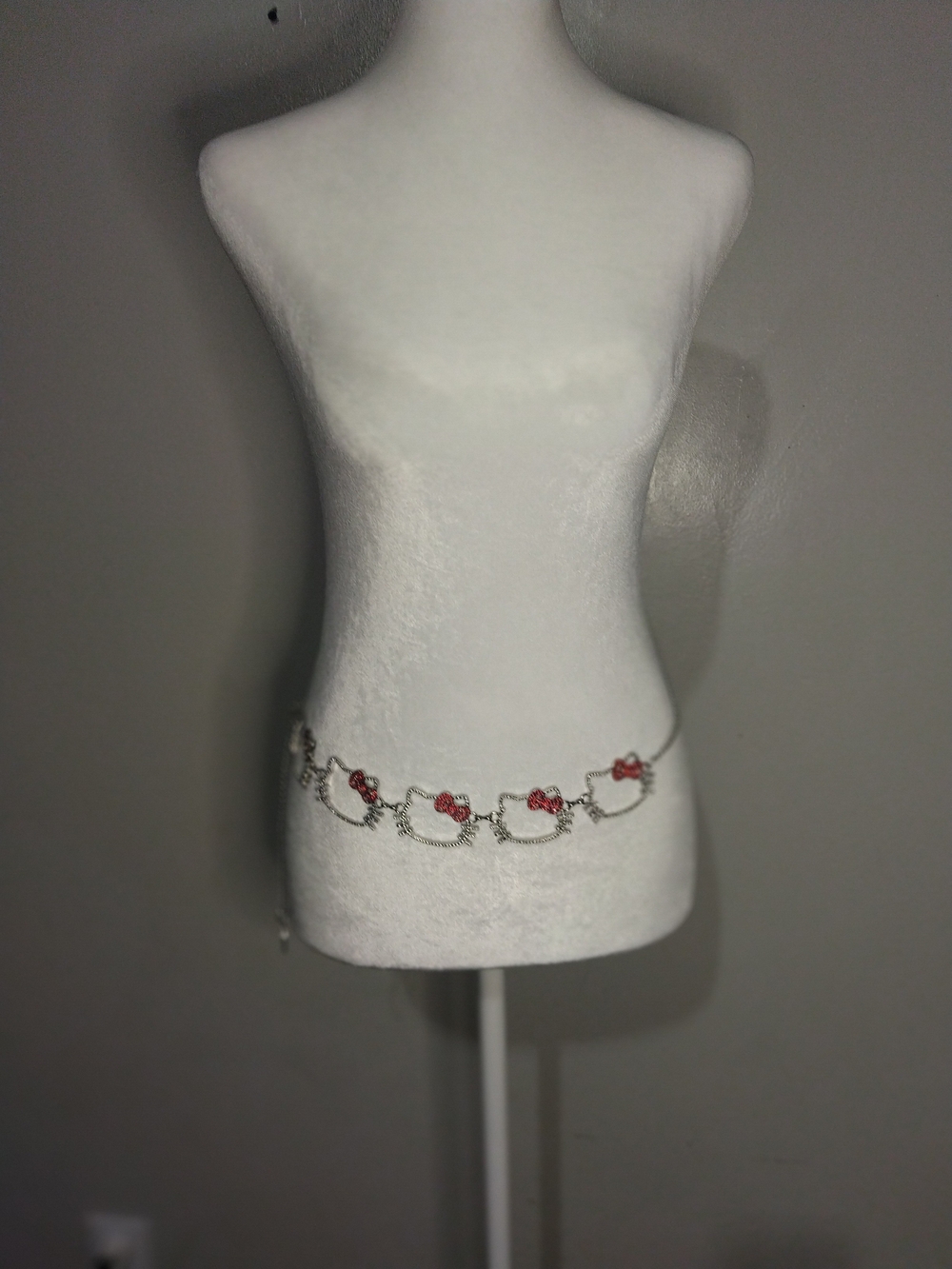 Silver Chain Waist Belt with Pink Bow Charms